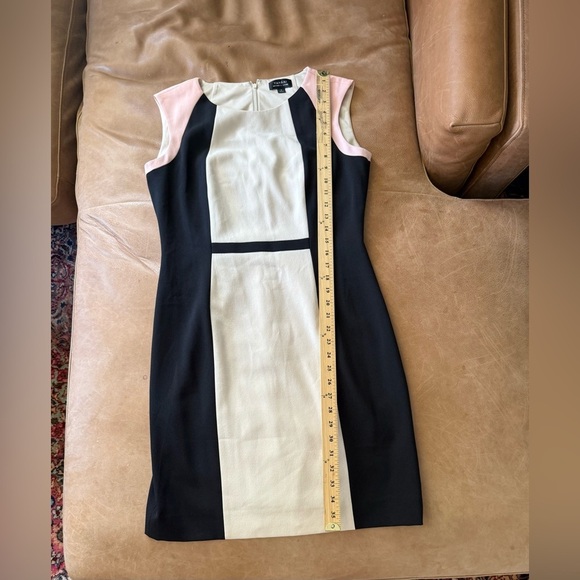 Tahari Arthur S. Levine Colorblock Sheath Dress Black Pink White Sz 8 - Picture 3 of 6